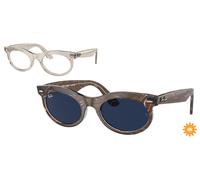 Ray-Ban RB2242F Wayfarer Oval Asian Fit Men's Glasses, Clear, Size 53