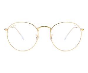 Ray-Ban RB3447 Round Metal Blue-Light Block Men's Glasses, Gold, Size 50