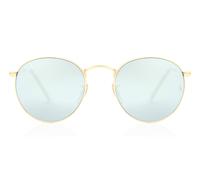 Ray-Ban Womens Sunglasses Round Flat Lenses 3447N 001/30 Shiny Gold Grey Flash Mirror 50mm Metal - One Size