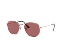 Ray - Ban RB3548N HEXAGONAL 9202AF Unisex Sunglasses Steel Gold Violet Geometric Polarized
