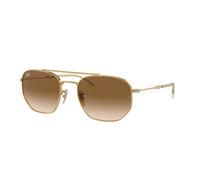 Ray - Ban RB3707 001/51 Unisex Sunglasses Metal Gold Brown Geometric Normal Shaded