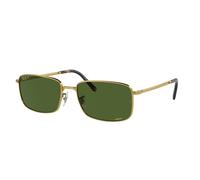 Ray - Ban RB3717 9196P1 Unisex Sunglasses Metal Gold Green Squared Polarized