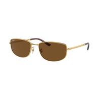 Ray - Ban RB3732 001/57 Unisex Sunglasses Metal Gold Brown Geometric Polarized Anti-glare