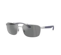 Ray - Ban RB3737 003/6G Unisex Sunglasses Metal Silver Grey Squared Normal Mirror