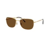 Ray - Ban RB3755 001/57 Unisex Sunglasses Metal Gold Brown Squared Polarized