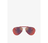 Ray-Ban Rb3762M Ray-Ban x Scuderia Ferrari Aviator-Frame Metal Sunglasses Silver