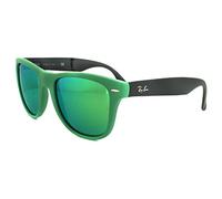 Ray Ban Rb4105 Folding Wayfarer Matte Green / Black Frame/Green Mirror Lens Plastic Sunglasses, 54mm