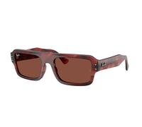 Ray-Ban Sunglasses Unisex Flacko Bio-based - Havana Red Frame Red Lenses 56-20