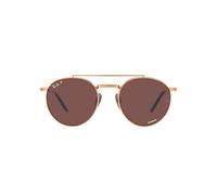 Ray-Ban Rb8237 Round Ii Titanium Sunglasses, Rose Gold/Polarized Dark Violet, 50 mm