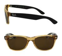 Ray-Ban Rectangle Unisex Honey Crystal Brown Polarized Sunglasses New Wayfarer RB2132 - One Size