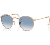 Ray-Ban Sunglasses Man Round Metal - Rose Gold Frame Blue Lenses 53-21 53-21