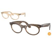 Ray-Ban RX2242VF Wayfarer Oval Asian Fit Men's Glasses, Brown, Size 53