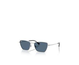 Ray-Ban Silver Frame Square Cat Eye Sunglasses With Blue Tinted Lens, Silver, Women Ilver