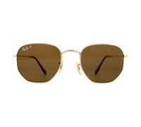Ray-Ban Square Unisex Gold B-15 Brown Polarized Sunglasses Metal - One Size