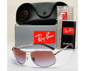 Ray-Ban Sunglasses 2013 Vintage Silver Brown Grey Wrap Pilot RB 3387 003/68 64mm