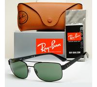 Ray-Ban Sunglasses Black Green Square Pilot Navigator RB 3687 002/31 61mm