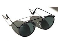 Ray-Ban Sunglasses Black Round Double bridge RB3647 002/R5 DARKEST LENS ON SALE