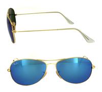 Ray-Ban Sunglasses Cockpit 3362 112/17 Matt Gold Blue Mirror Large 59mm