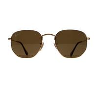 Ray-Ban Sunglasses Hexagonal 3548N 001/57 Gold Brown Polarized 51mm