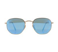 Ray-Ban Sunglasses Hexagonal 3548N 001/9O Gold Light Blue Gradient Mirror