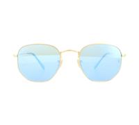 Ray-Ban Sunglasses Hexagonal 3548N 001/9O Gold Light Blue Gradient Mirror 54mm