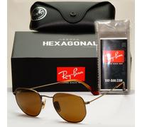 Ray-Ban Sunglasses Hexagonal Titanium Polarised Brown RB 8148 9207/57 51mm