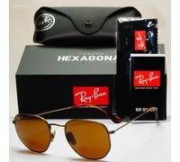 Ray-Ban Sunglasses Hexagonal Titanium Polarised Brown RB 8148 9207/57 54mm