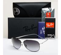 Ray-Ban Sunglasses LightRay Tech Silver Grey Rimless Pilot RB 8052 60mm