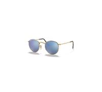Ray-Ban Sunglasses Man Round Flat Lenses - Arista Gold Frame Blue Lenses 50-21