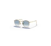 Ray-Ban Sunglasses Man Round Flat Lenses - Arista Gold Frame Blue Lenses 53-21