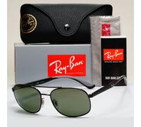 Ray-Ban POLARIZED RB3593 002/9A 58mm Mens Square Metal Sunglasses BLACK GREEN
