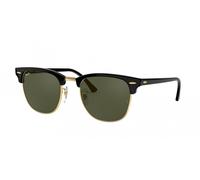 Ray - Ban Unisex RB3016F CLUBMASTER LOW BRIDGE FIT W0365 Sunglasses Acetate Black G15 Squared Normal