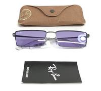 Ray-Ban Sunglasses RB3741 EMY 004/1A Silver Frames with Purple Lenses 59 mm