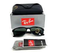 Ray-Ban Sunglasses RB4374 601/31 Polished Black Square Frames with Green Lenses