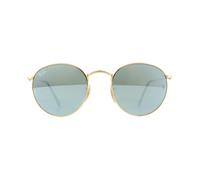 Ray-Ban Sunglasses Round Flat Lenses 3447N 001/30 Shiny Gold Grey Flash Mirror 50mm Unisex