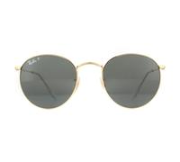 Ray-Ban Sunglasses Round Metal 3447 001/58 Gold Green G-15 Polarized Medium 50mm