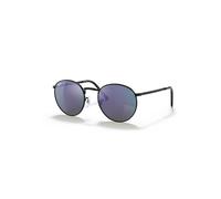 Ray-Ban Unisex Sunglass RB3637 New Round - Frame color: Black, Lens color: Green Mirror Blue