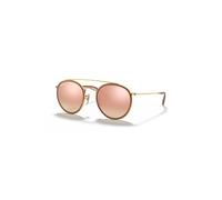 Ray-Ban Sunglasses Unisex Round Double Bridge - Arista Gold Frame Brown Lenses 51-22
