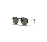 Ray-Ban Sunglasses Unisex Round Double Bridge - Black Frame Green Lenses Polarized 51-22