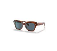 Ray-Ban Sunglasses Unisex State Street @collection - Havana On Transparent Beige Frame Blue Lenses 49-20