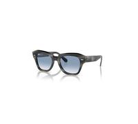 Ray-Ban Sunglasses Unisex State Street - Striped Grey Frame Blue Lenses 52-20