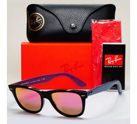 Ray-Ban Sunglasses Wayfarer Black Blue Mirror Violet Fuxia RB 2140 1174/4T 54mm