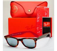 Ray-Ban Sunglasses Wayfarer Silver Mirror Brown Havana Grey RB 2140 1178/30 50mm