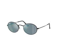 Ray-Ban Sunglasses Unisex Oval Flat Lenses - Black Frame Blue Lenses 51-21