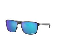 Ray - Ban Unisex Ray - Ban RB3721CH 9144A1 Sunglasses Metal Black Blue Squared Polarized Mirror