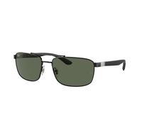Ray - Ban Unisex Ray - Ban RB3737 002/71 Sunglasses Metal Black Green Squared Normal