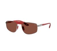 Ray - Ban Unisex Ray - Ban RB3776M F126C5 Sunglasses Metal Grey Red Geometric Normal