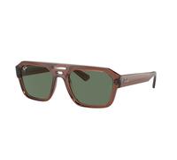 Ray - Ban Unisex Ray - Ban RB4397 CORRIGAN 667882 Sunglasses Acetate Brown Green Geometric Normal