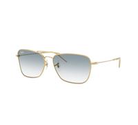 Ray - Ban Unisex Ray - Ban RBR0102S CARAVAN REVERSE 001/79 Sunglasses Metal Gold Blue Squared Normal Shaded
