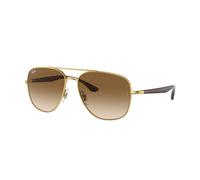 Ray - Ban Unisex RB3683 001/51 Sunglasses Metal Gold Brown Squared Normal Shaded